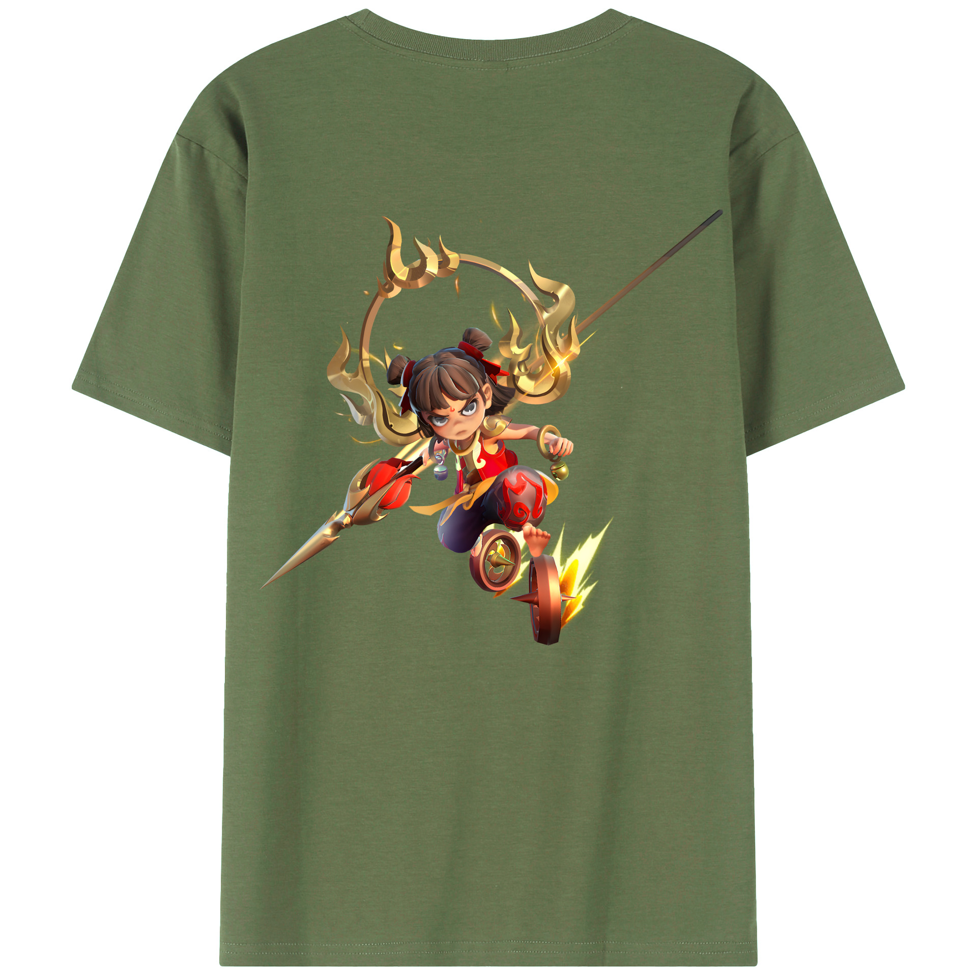 （画像用） Ne Zha 2 ナタ 魔童の大暴れ 綿100％ メンズ半袖Tシャツ（バックプリント） 通気性